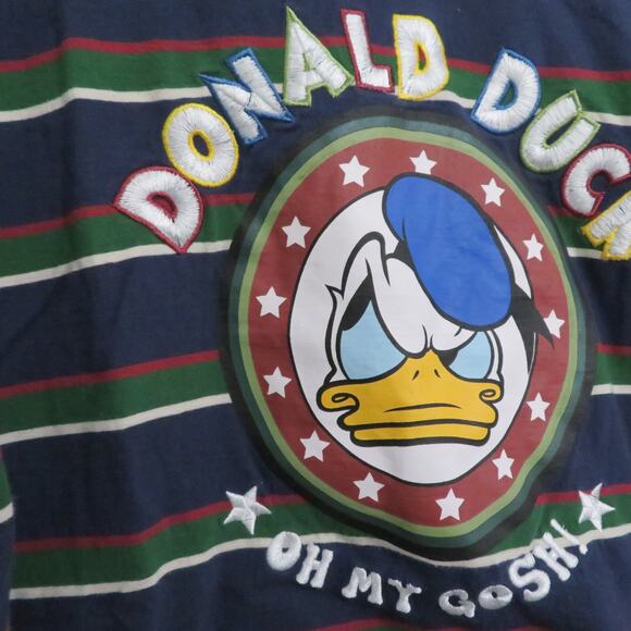Disney Mens Sz L Navy Striped Donald Duck Long Sleeve Crew Neck Shirt - Picture 4 of 5